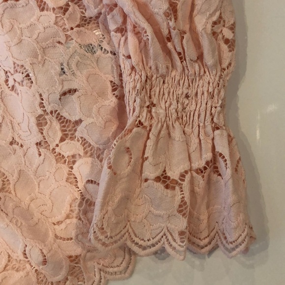 Free People Olivia Balloon Lace Blouse Pink S - Picture 5 of 7